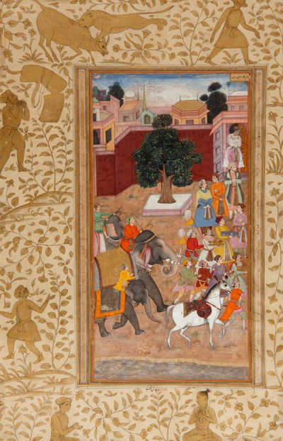 Procession of the Emperor Akbar in the Akbar Namah of Abu-l Fazl by Unbekannt Unbekannt